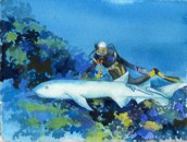 Gayle and a large nurse shark